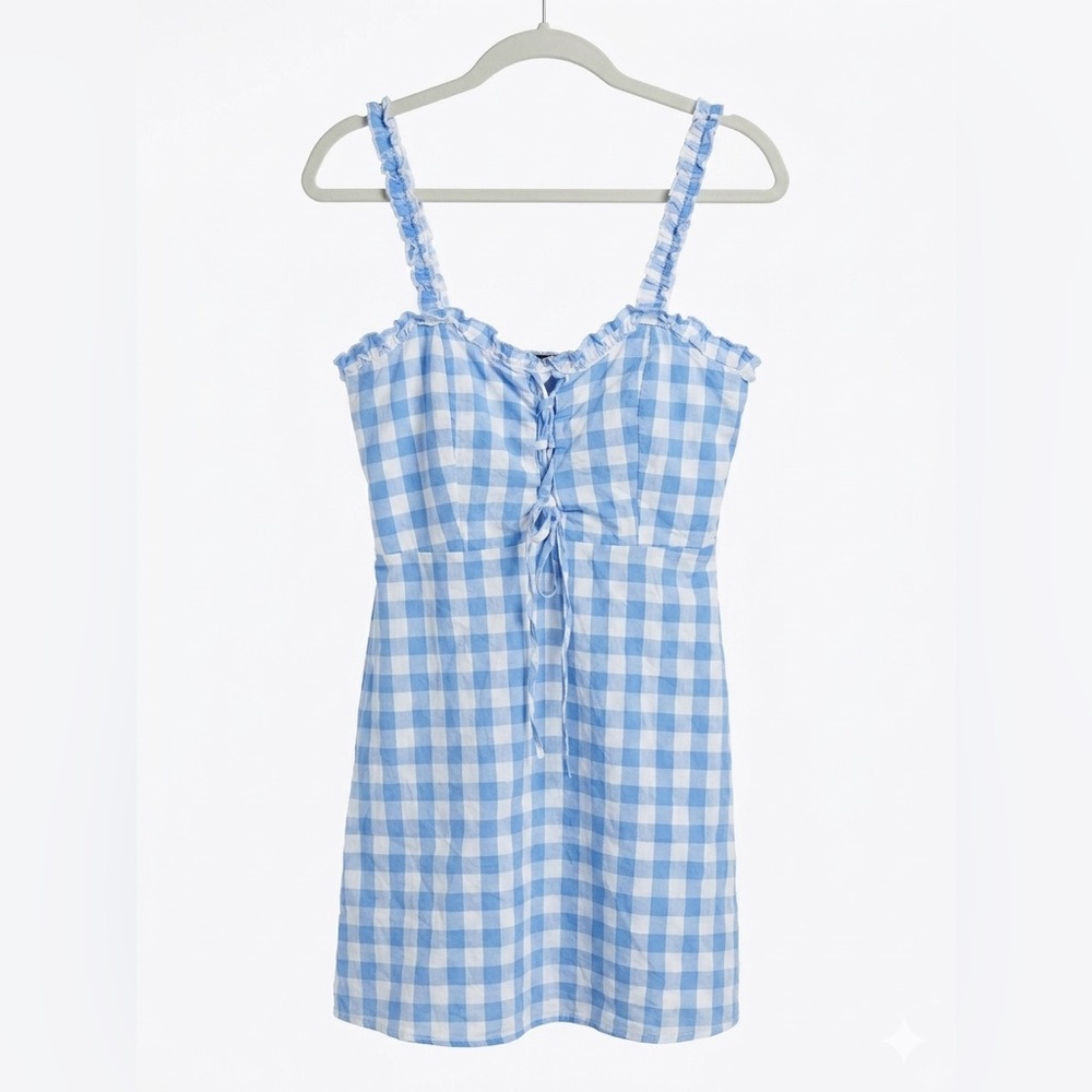 Hesperus Blue & White Gingham Tie-Waist Dress- Medium